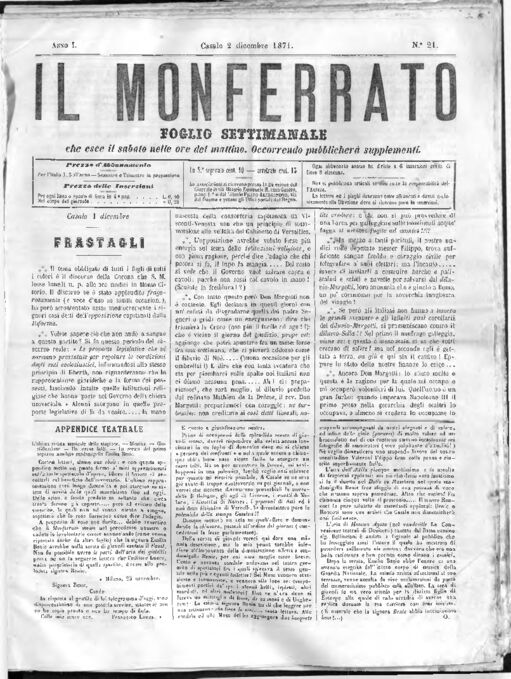Il Monferrato - Edizione 21 del 02/12/1871